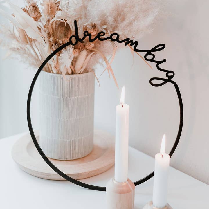 Dream Big wooden wreath 31cm (pack of 8) for wholesale by Eulenschnitt