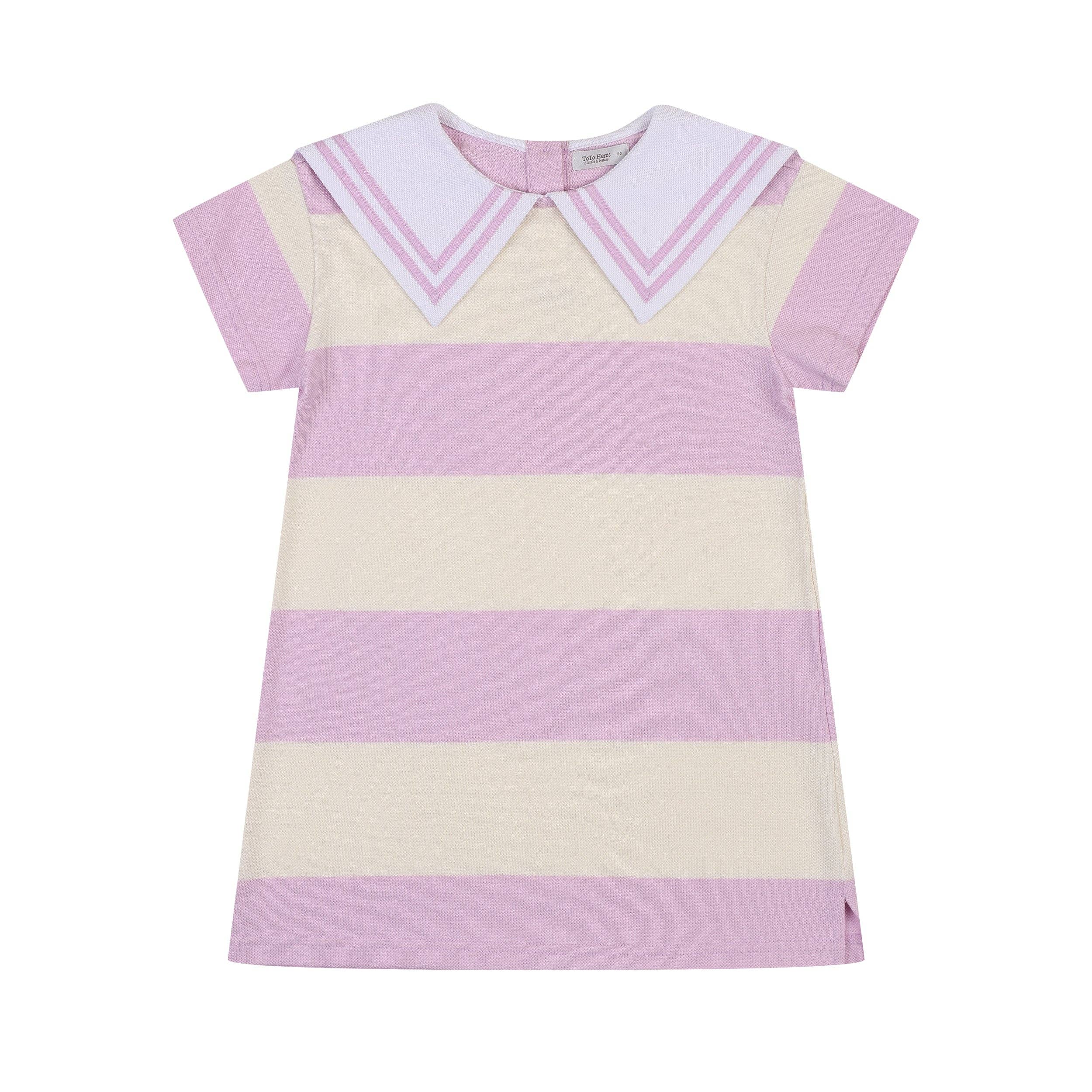 ToTo Heros - Wholesale Dress - Kids - Cruz Striped Pointy Collar Piqué Polo Dress1