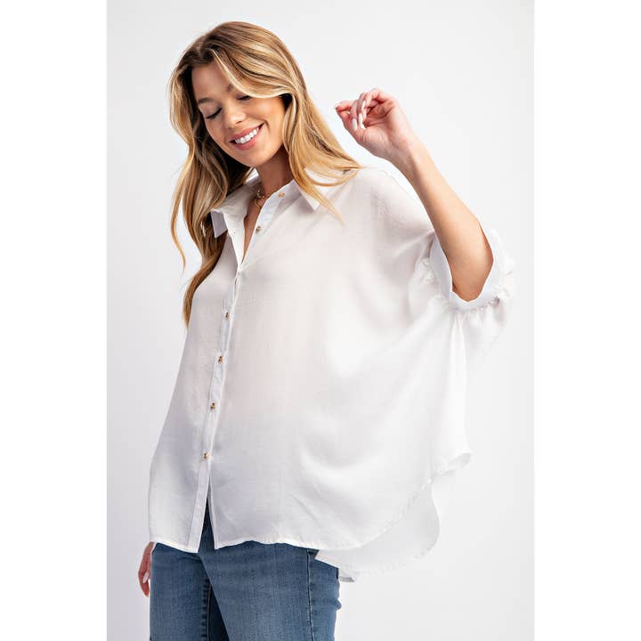 Sweet Generis - Wholesale Button Down Shirt - Women's - LIGHT SATIN SOLID BUTTON DOWN SHIRT2