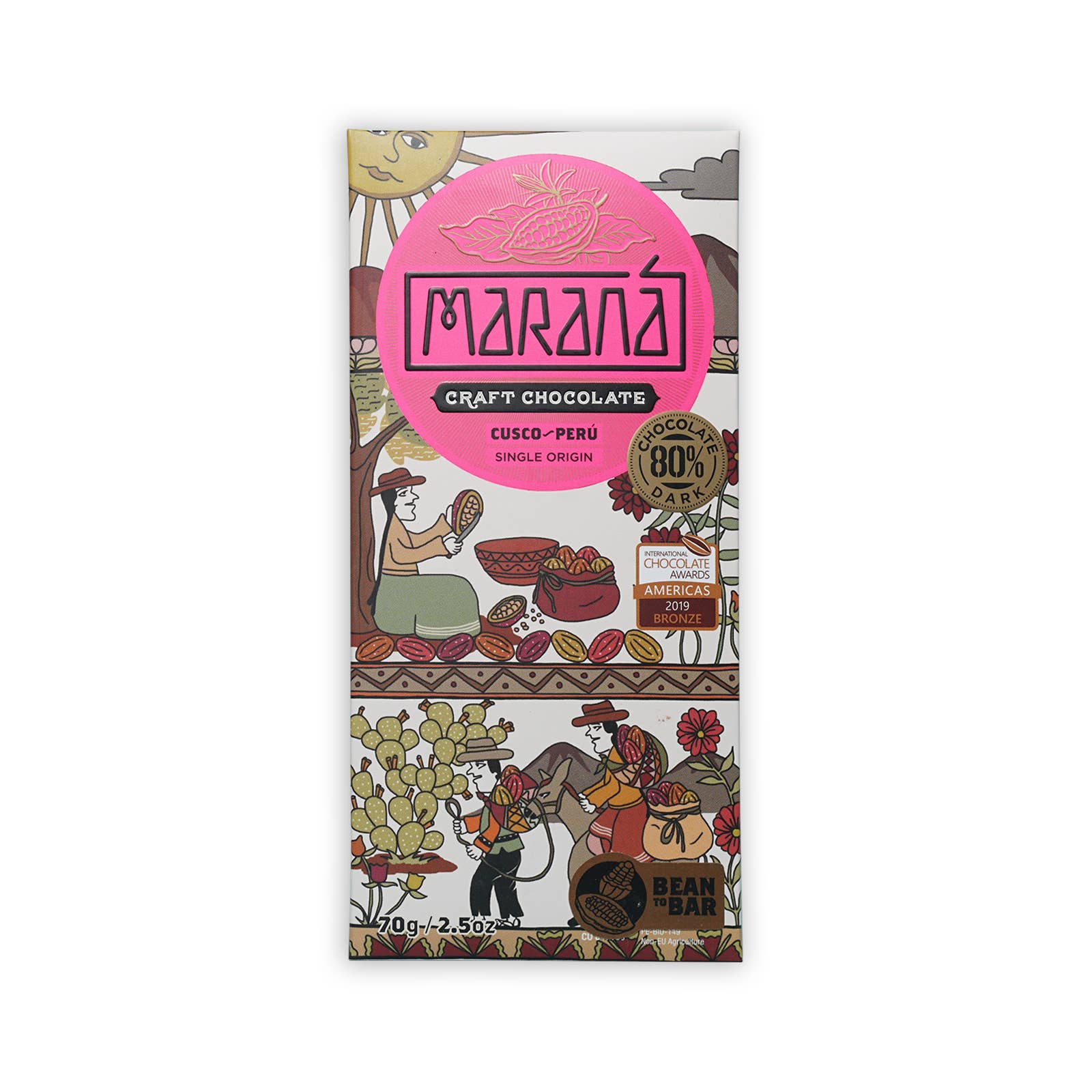 Bar & Cocoa Chocolate - Wholesale Chocolate Bar - Marana Dark Chocolate Cusco Bar 80% (Peruvian Chocolate)