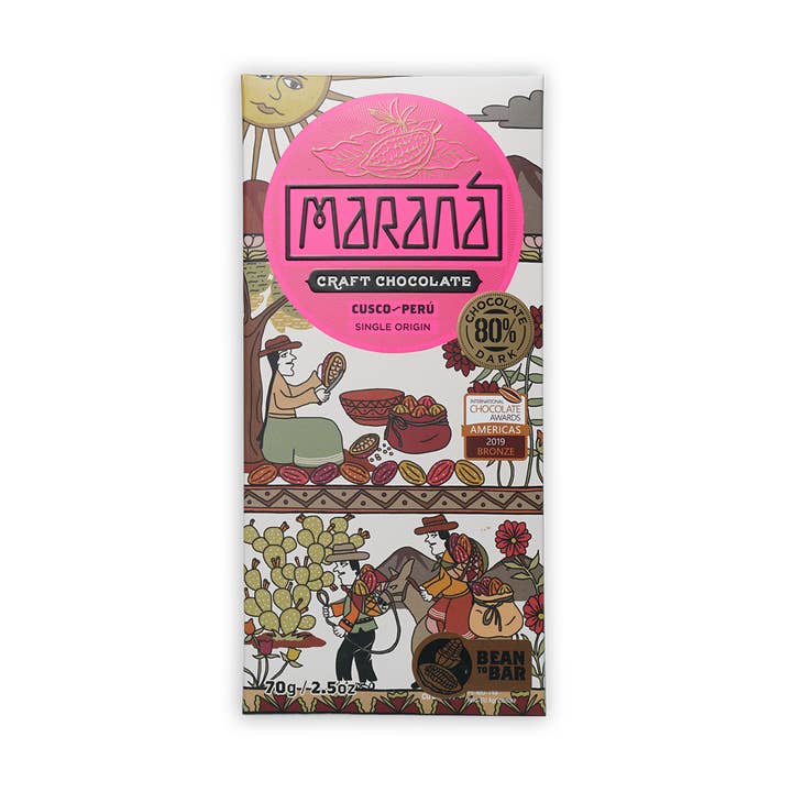 Marana Dark Chocolate Cusco Bar 80% (Peruvian Chocolate) for wholesale by Bar & Cocoa Chocolate