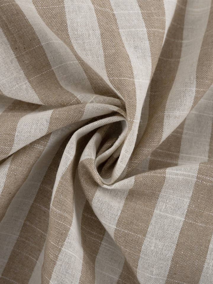 BEIGE Striped Buttoned Short Sleeve Top and Shorts Set for wholesale on Faire9