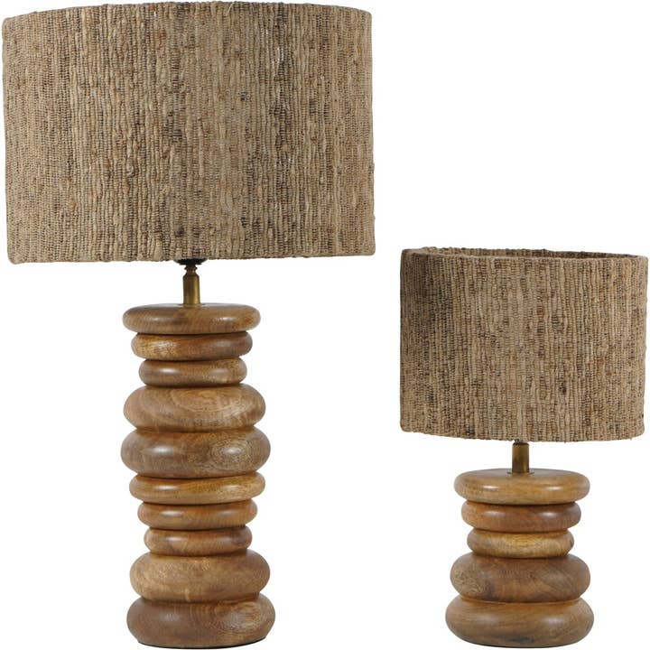 Natural Leon Solid Wood Table Lamp with Silk Jute Shade SmallBrass and Agate Lamp Base - (Not available in USA) for wholesale on Faire4