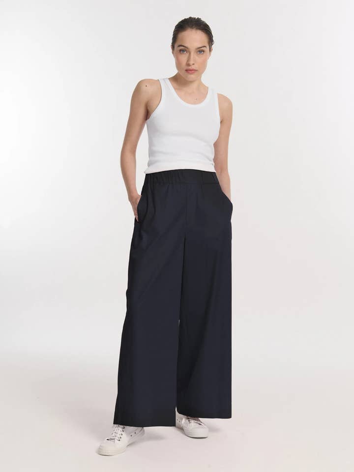 LABDIP - Wholesale Pants - Women's - Wide Trousers in Elasticated Poplin UKA Carbon