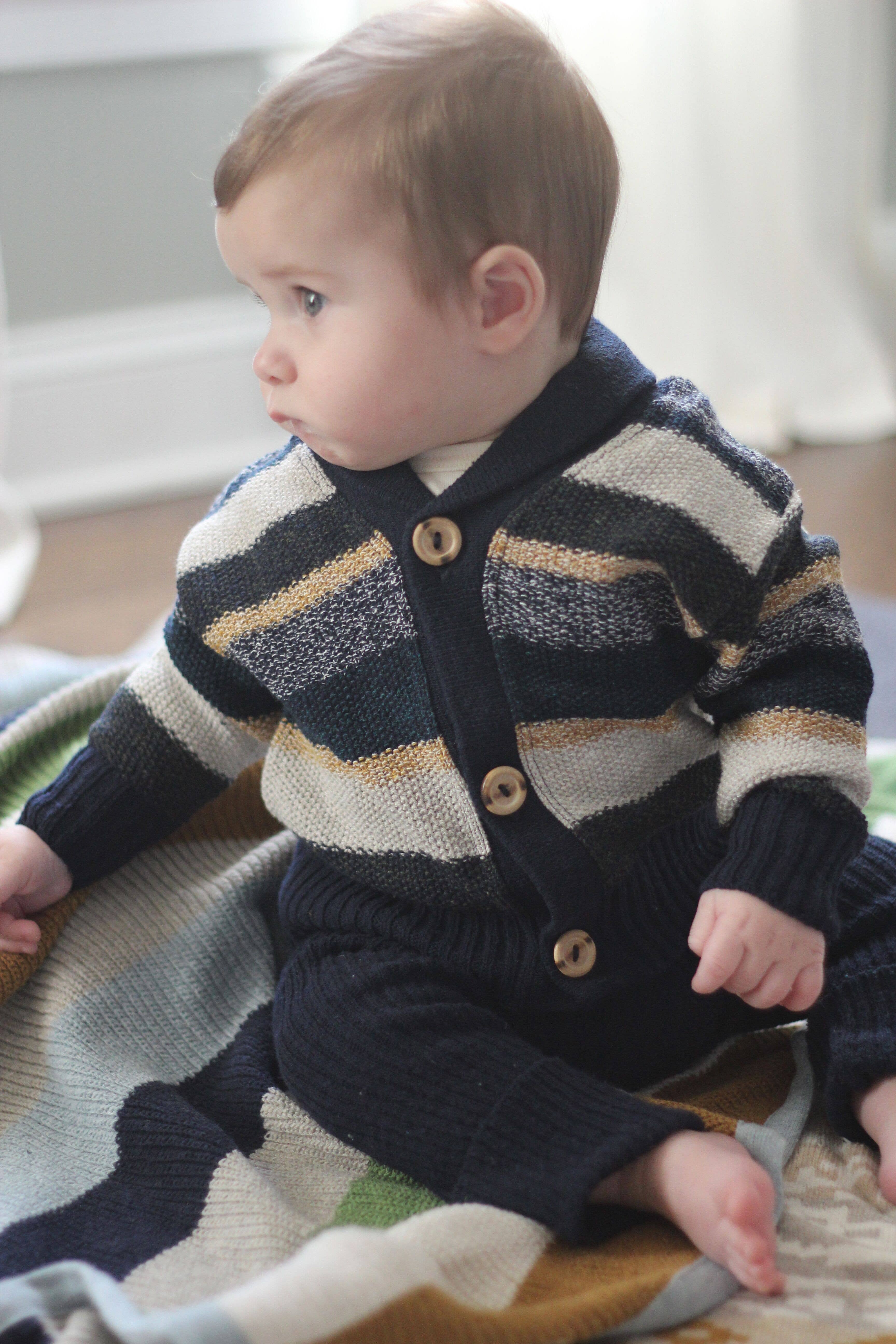 loop collection - Wholesale Cardigan - Baby - Historian Recycled Cotton Baby/Toddler Sweater -Navy1