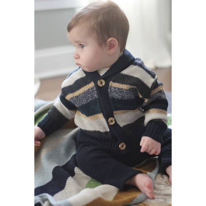 loop collection - Wholesale Cardigan - Baby - Historian Recycled Cotton Baby/Toddler Sweater -Navy1