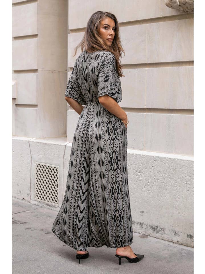 Gris Mono holgado bohemio con cuello en V de venta al por mayor en Faire