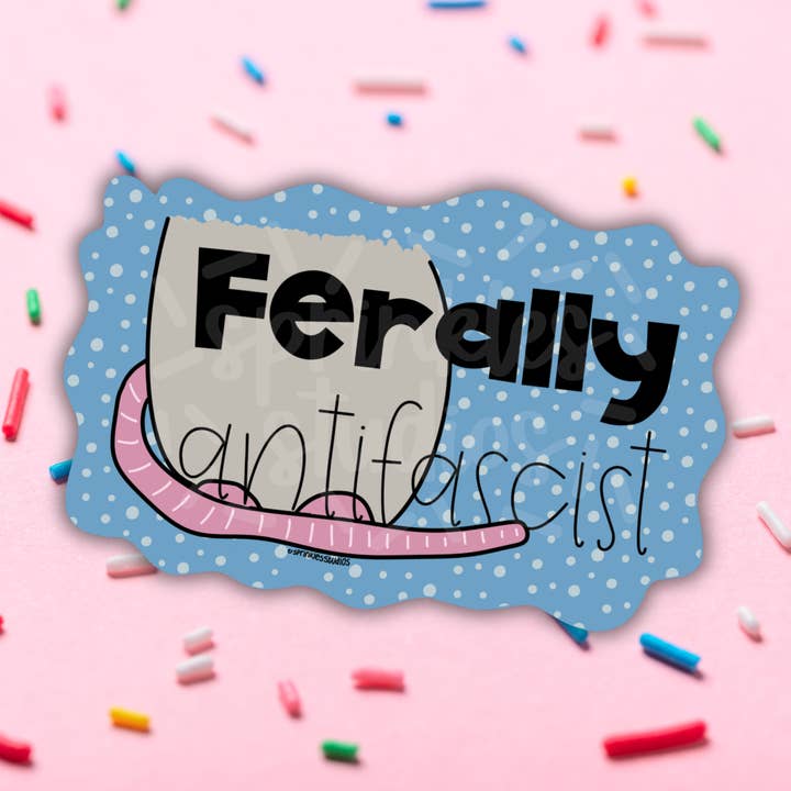 Ferally Antifascist Vinyl Sticker for wholesale by Sprinkles Studios