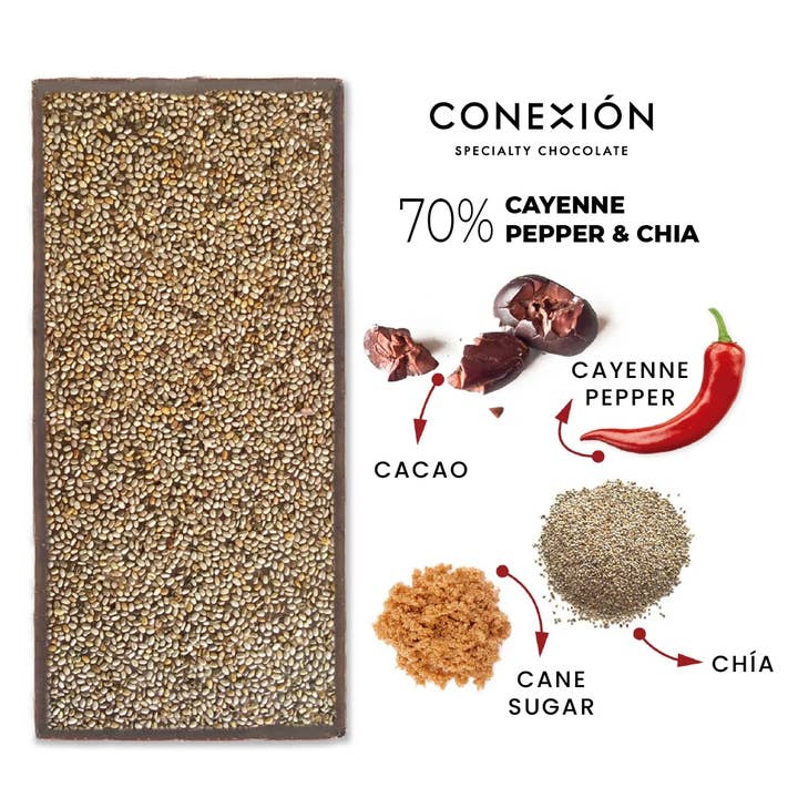Conexión Chocolate - Wholesale Chocolate Bar - Cayenne Pepper & Chia 70%4