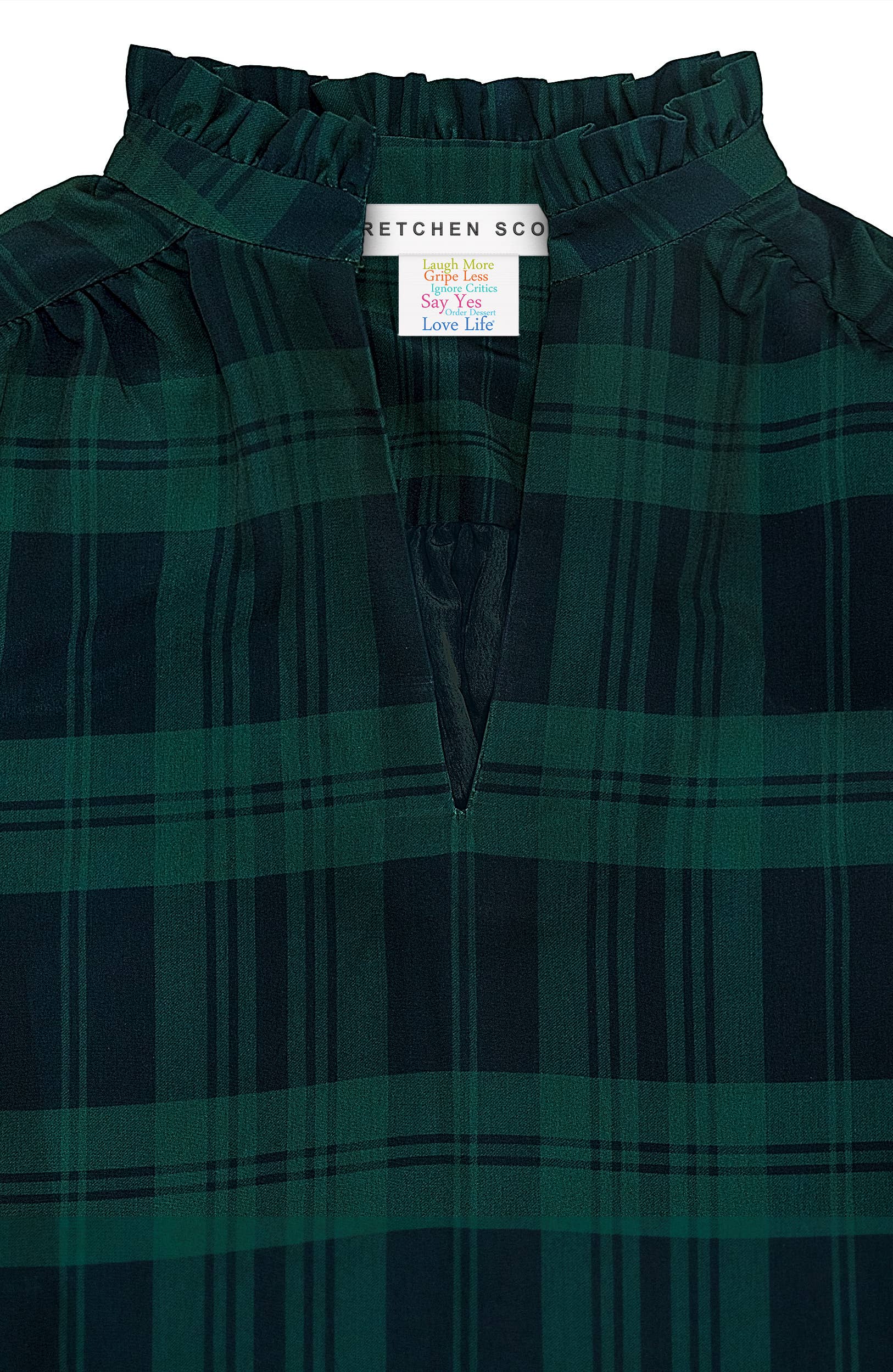 Navy/Verde Tunica Ruffleneck - Tartan Black Watch in vendita all'ingrosso su Faire4