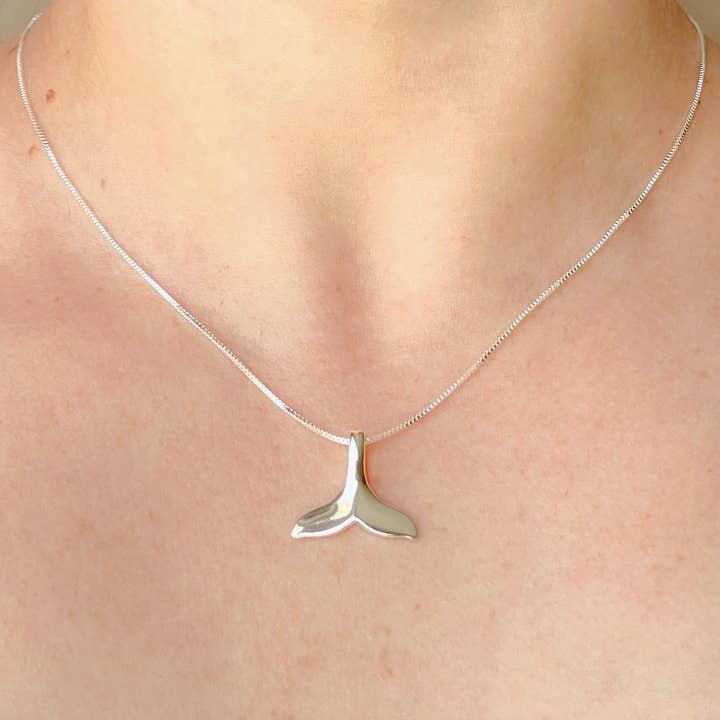 Whale Tail Necklace - 925 Sterling Silver Mermaid Pendant for wholesale by Blueyejewelry