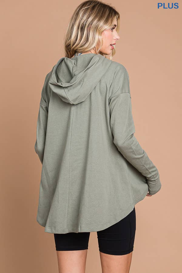 Culture Code - Vente Haut en maille – femme - CFH1935LX - HAUT À CAPUCHE ÉVASÉ SURDIMENSIONNÉ AVEC OURLET HAUT ET BAS12