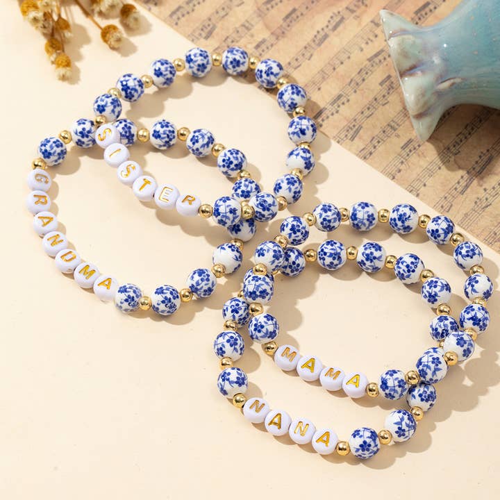 Blue and White Porcelain Bead Personalized Gift Bracelet and other Purchase Wholesale personalized bracelets. Free Returns & Net 60 Terms on Faire trending on Faire.