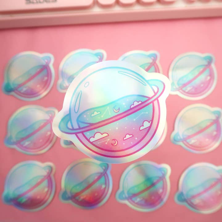 RebelJones - Wholesale Sticker - Kawaii Planet, Holographic Sticker