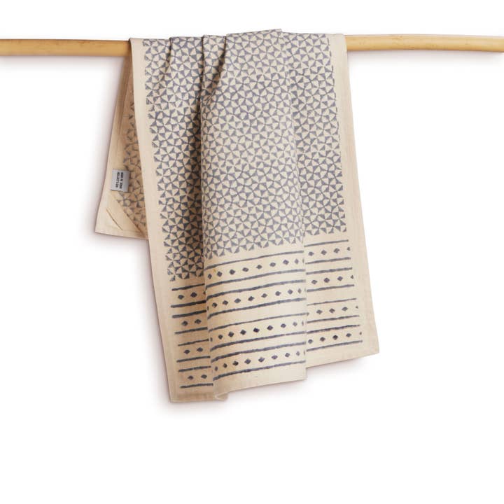 Cotton Kitchen Towel | Hand Block Printed | Feast Blue for wholesale by Sustainable Threads