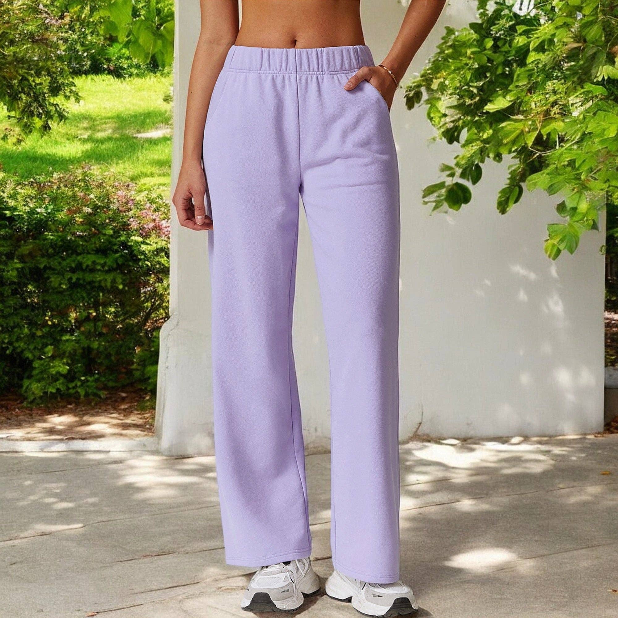 Active by Anna-Kaci – wholesale Lounge Sweatpants/jogging bottoms – Women's – Elastic Waist Wide Leg Sweatpants with Pockets for Lounge20