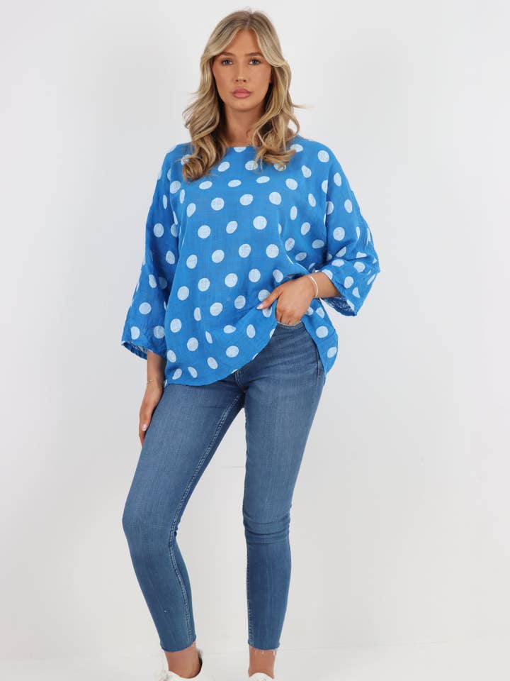Italiensk polka dot bomullstopp för wholesale av Miss Bold