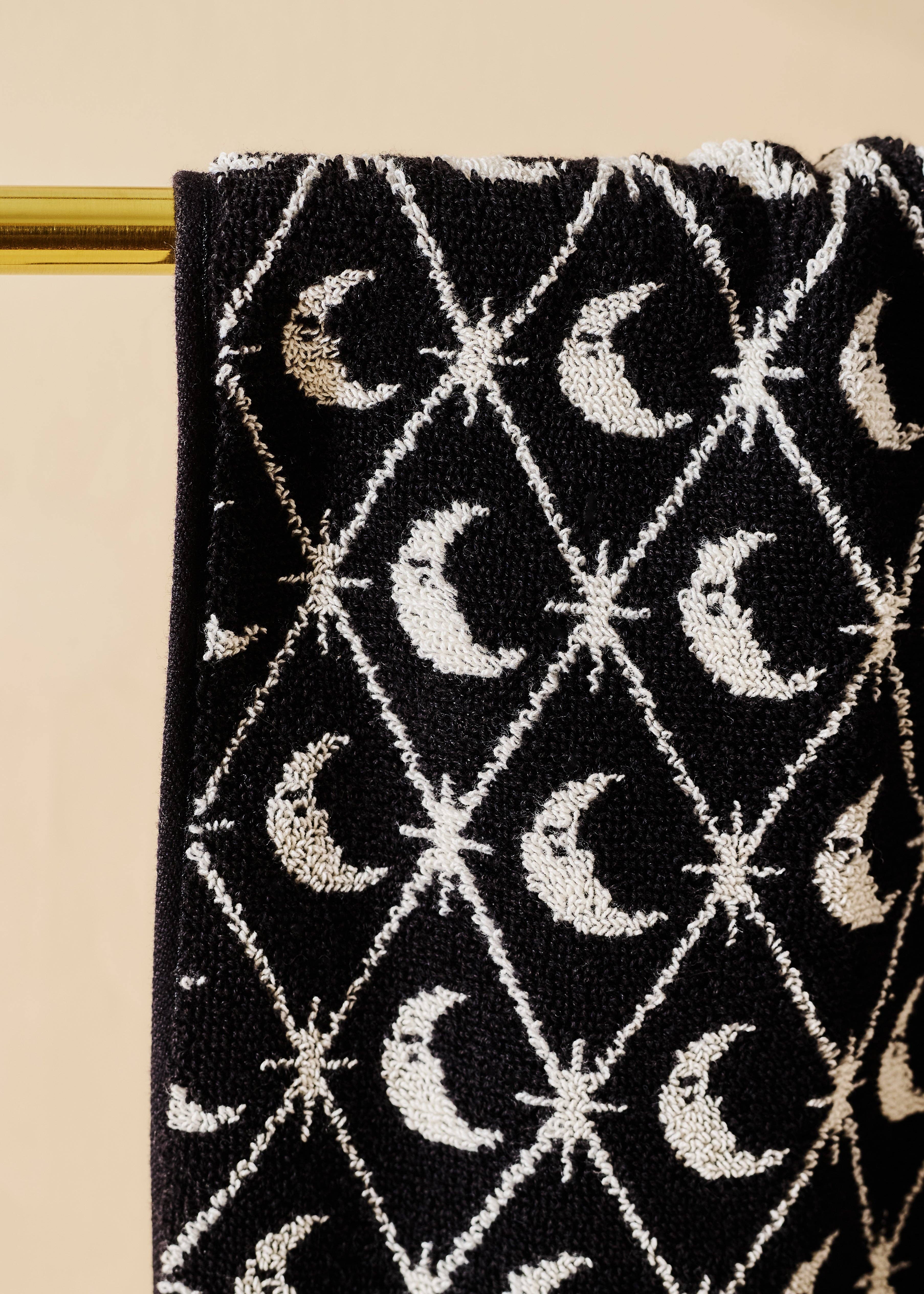 One & Only Paper - Wholesale Tea Towel - Moon and Stars Black and White Terry Cloth Towel2