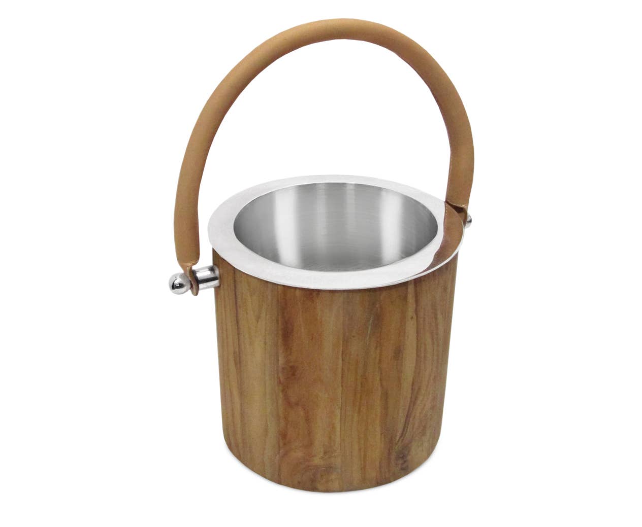 EDZARD – wholesale Ice bucket – Ice Bucket Havana with Leather Handle, Stainless Steel2