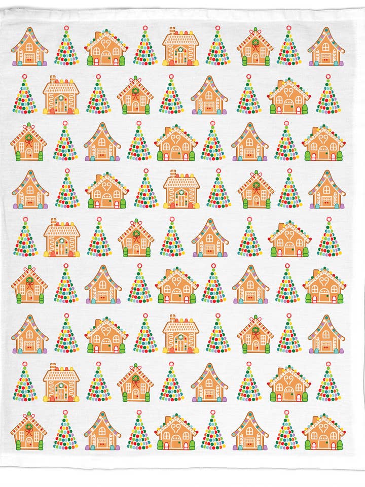 Gingerbread Houses, Organic Cotton Tea Towel - Holiday for wholesale by Coast & Cotton