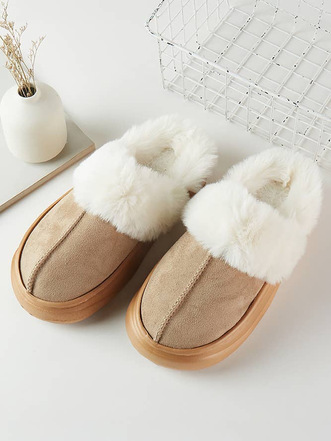 Hana - Wholesale Sock Slippers - Women's - Fur Trim Winter Slippers