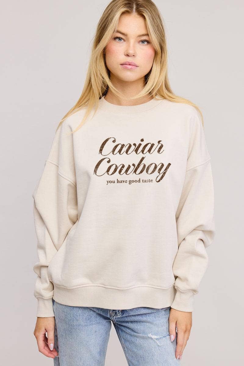 Zutter - Wholesale Graphic Sweatshirt - Women's - Caviar Cowboy Vintage Graphic L/S Relaxed Fleece Sweatshirts2