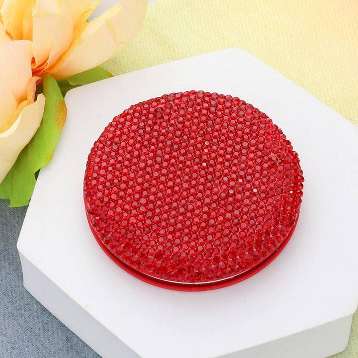 Haaro - Wholesale Compact Mirror - Bling Studded Round Compact Mirror- Assorted