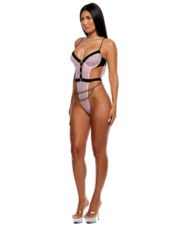 Keep It Classy Mesh Teddy Lingerie Set - Mauve for wholesale on Faire2