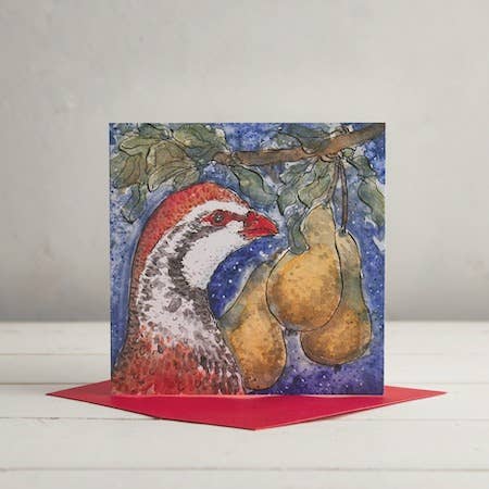 Partridge in a Pear Tree Christmas Greetings Card for wholesale by Helen Wiseman Illustration