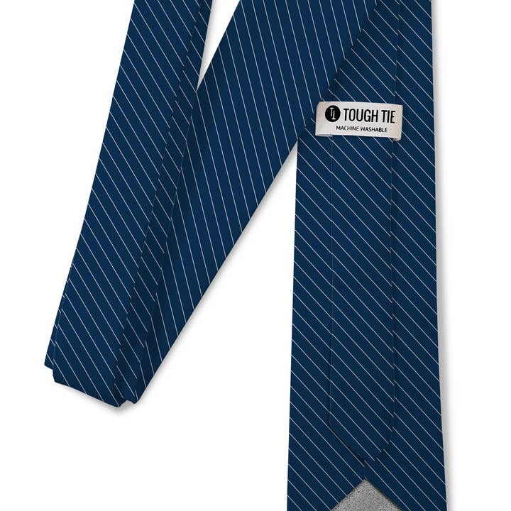 Tough Apparel - Wholesale Necktie - Men's - Harvey – Navy Blue Pinstripe Tie1