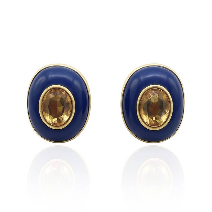 Michael Nash Jewelry - Wholesale Clip-On Earrings - Stephanie Lapis Resin Clip Earring With Smoke Topaz Glass Stone