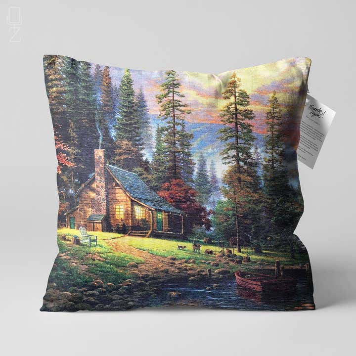 Fodera per cuscino con chalet | Stampa fronte/retro | 22x22» per la vendita all'ingrosso da parte di OyzShop