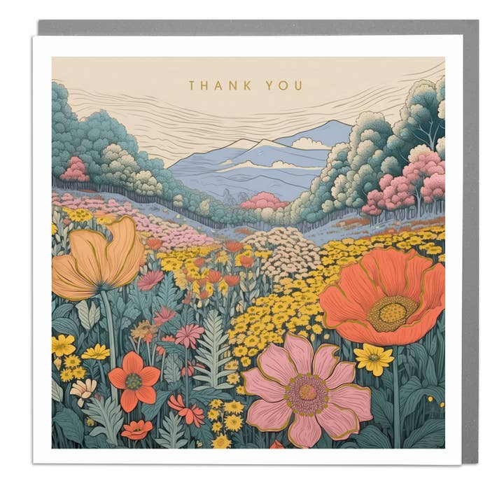 Thank You Flower Landscape Card for wholesale by Lola Design Ltd