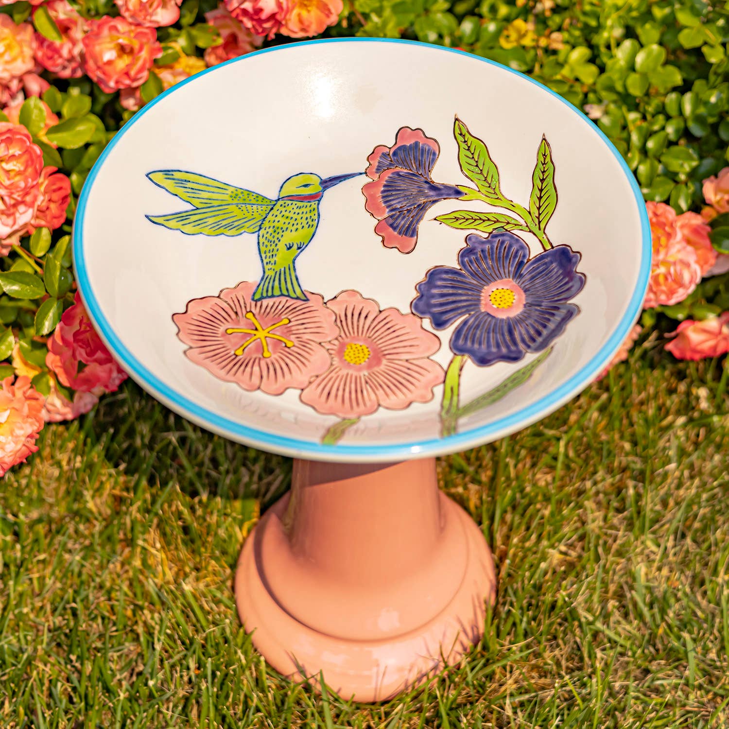 Zaer Ltd. International - Wholesale Bird Bath - 15 Inch Tall Porcelain Birdbaths- 6 Options14