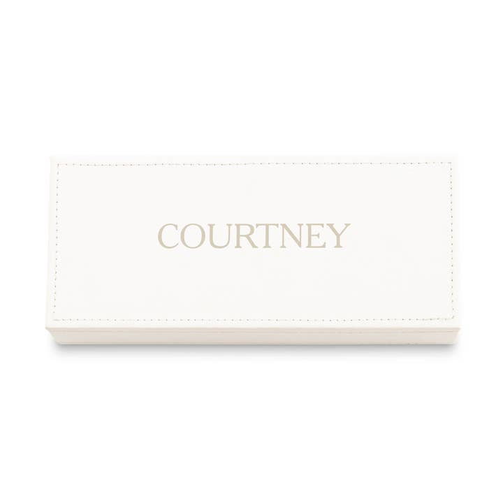 Weddingstar Inc. - Wholesale Jewellery box/organiser - White Faux Leather Jewelry Box - Serif Font0