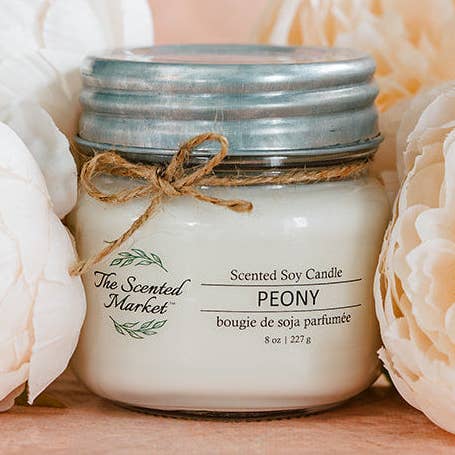 Bougie en cire de soja PIVOINE 8oz pour la vente par The Scented Market