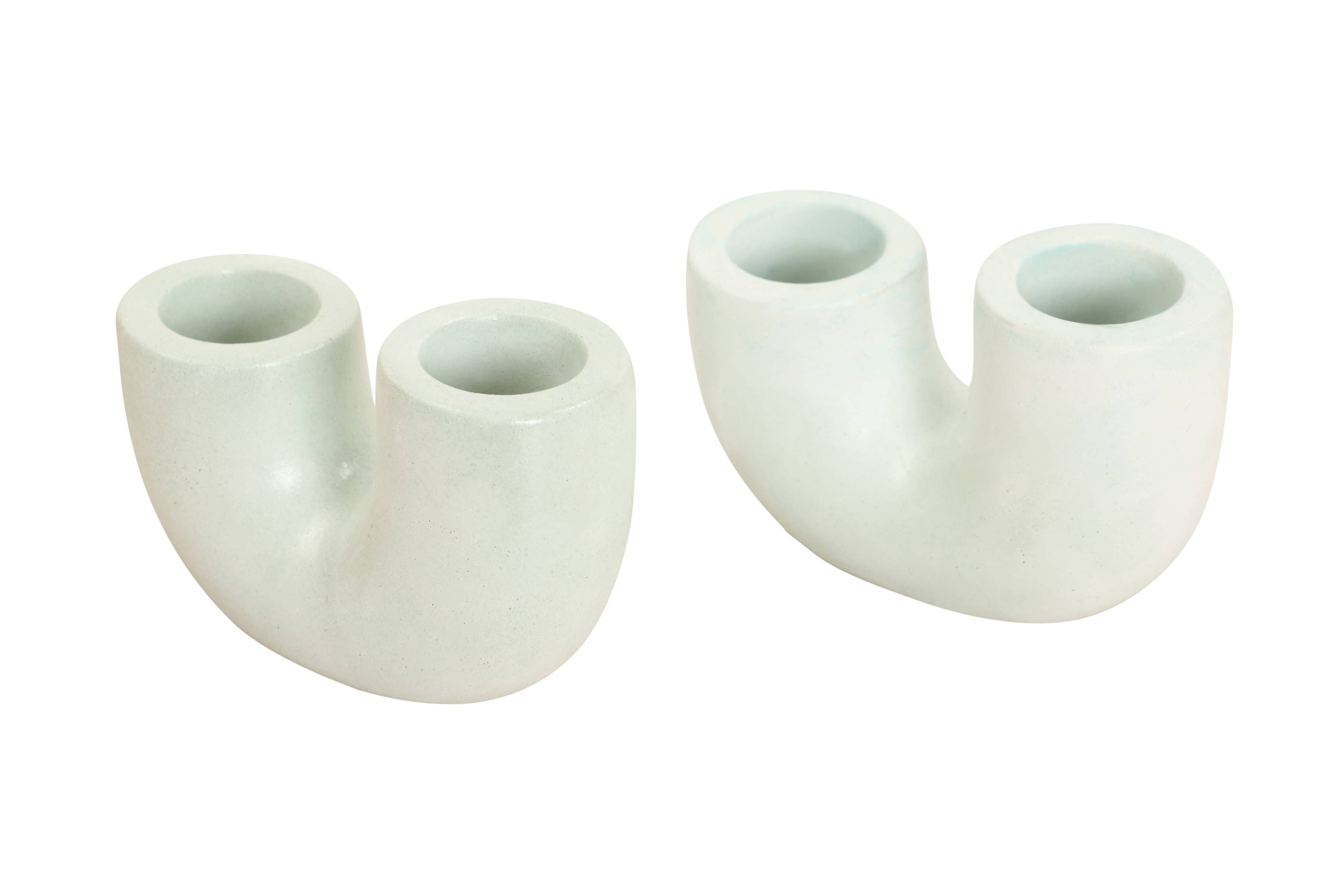 Casa Amarosa - Wholesale Candle Holder - Nordic Style U Shaped Concrete Candle holder-  Light Green1