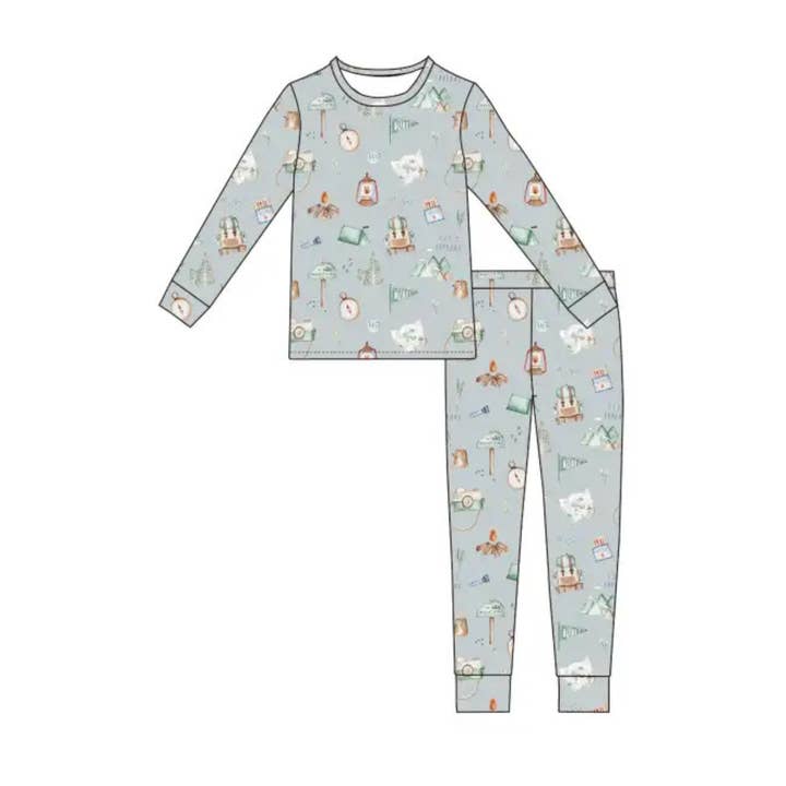Ensemble de pyjama deux pièces en bambou pour tout-petit - Camping pour la vente par Emi Lei