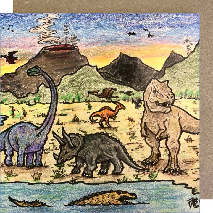 J10 Dinosaurs wenskaart voor wholesale door Kate Downey Art