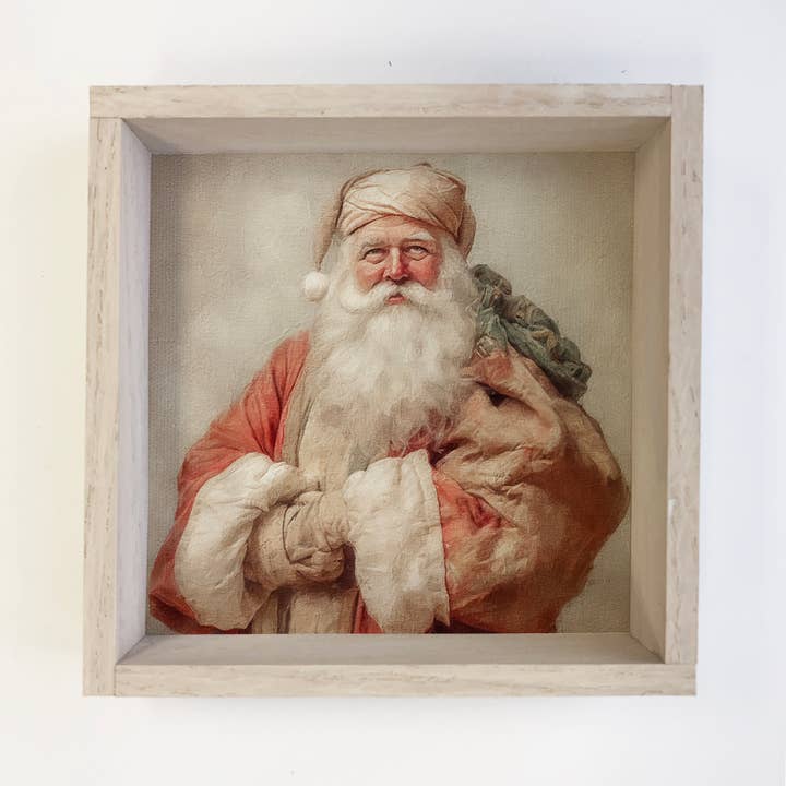 Hangout Home - Wholesale Wall Sign - Set of 8 Vintage Santa Art Framed Boxed Signs3