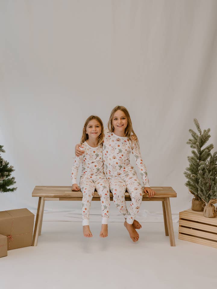 Jingle Bells and Sea Shells Two Piece Pajamas for wholesale by Little Beam Co.