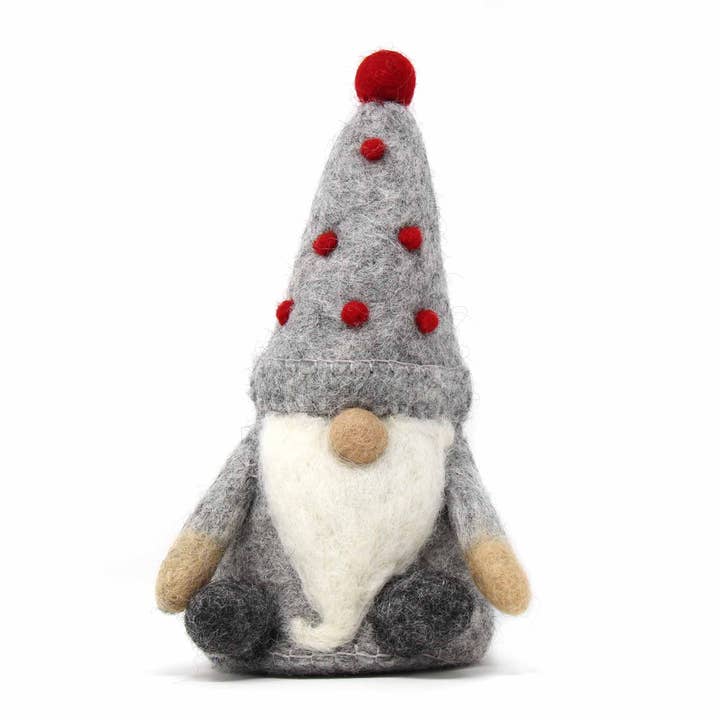 Global Crafts – wholesale Christmas decoration – Handcrafted Felt Holiday Gnomes, Set of 32