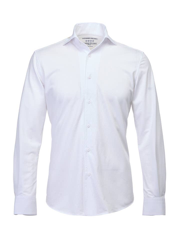 White One-Piece Collar Performance Stretch Shirt for wholesale by Luchiano Visconti