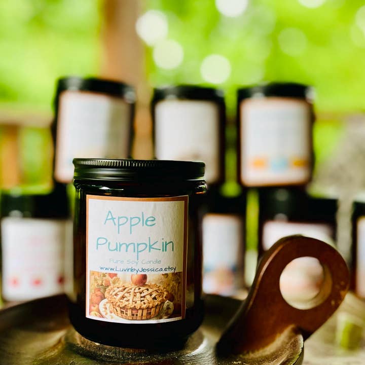 LuvinbyJessica.etsy.com - Wholesale Jar/Filled Candle - Apple Pumpkin Soy Candle for Fall and Winter Decor1