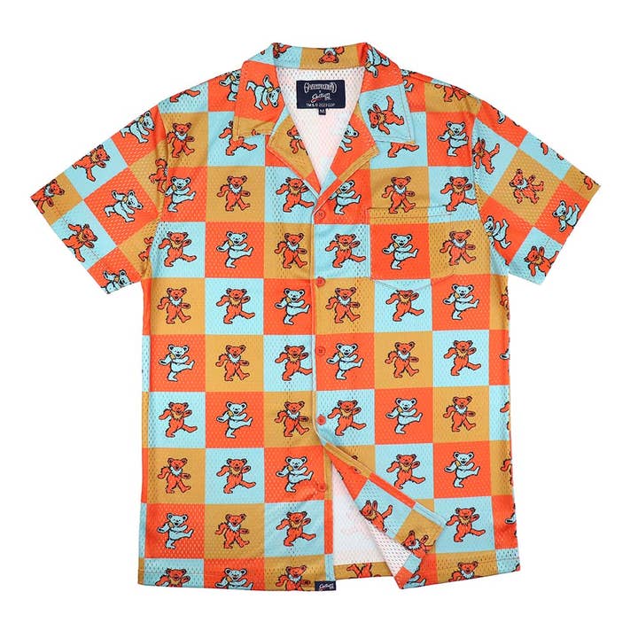 Grateful Dead | Mesh Button Down | Orange Bear for wholesale by Section 119