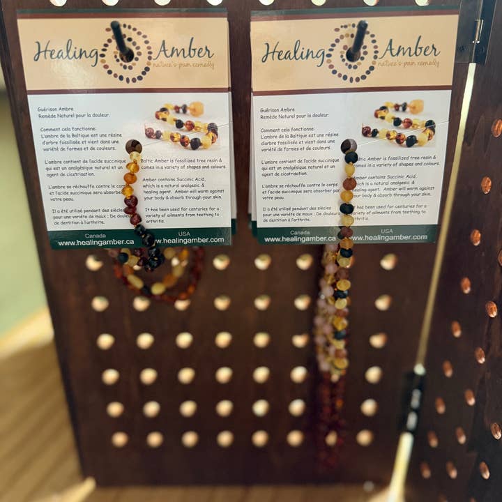 Healing Amber - Wholesale Beaded/Pearl Necklace - Gold-Circle-13 inch