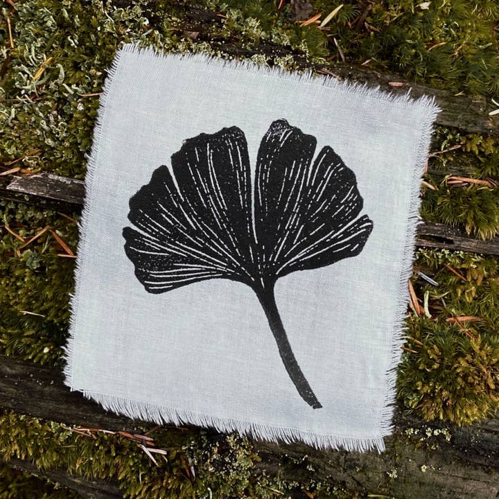 Ginkgo Leaf Patch | Handmade Stamped Sew-on Patch for wholesale by Thyme & Space Design