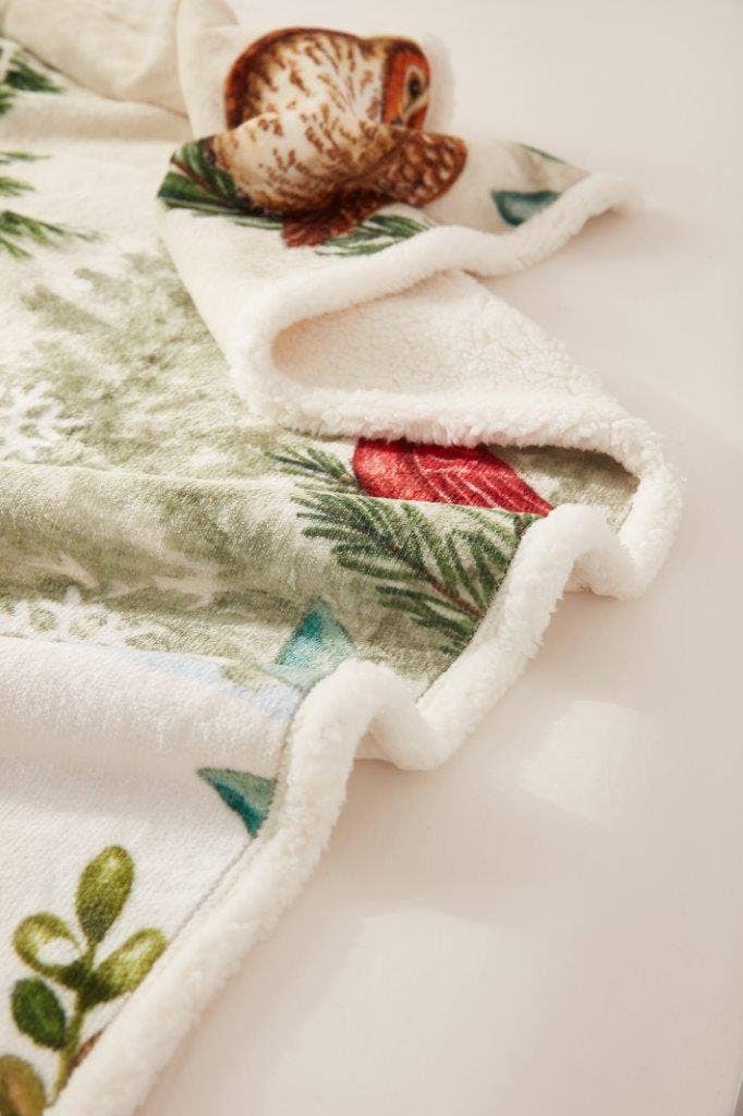 Duke Imports - Wholesale Throw Blanket - "Winter Wonderland" Flannel Sherpa Throw Blanket 50"x60"2