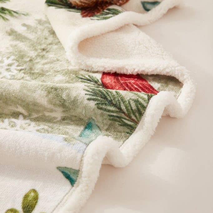 Duke Imports - Wholesale Throw Blanket - "Winter Wonderland" Flannel Sherpa Throw Blanket 50"x60"2