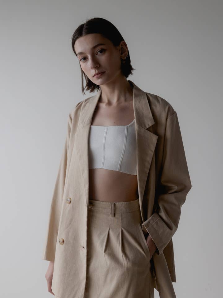 The Arla Jacket | Oversized Linen Blazer and other Purchase Wholesale linen blazer. Free Returns & Net 60 Terms on Faire trending on Faire.